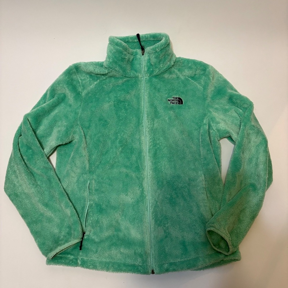 The North Face Osito Full Zip Fleece Jacket Mint Green Womens Large Soft Fuzzy